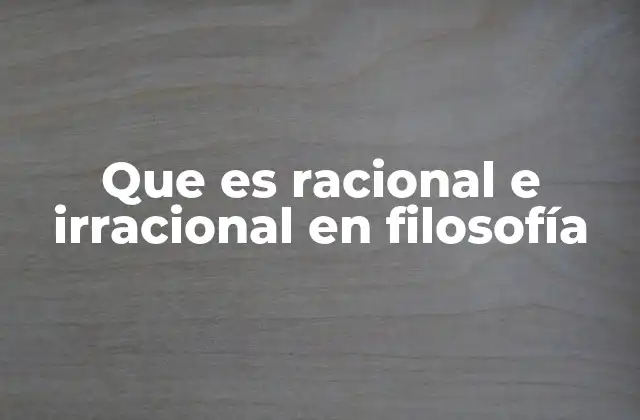 Que es Racional e Irracional en Filosofía