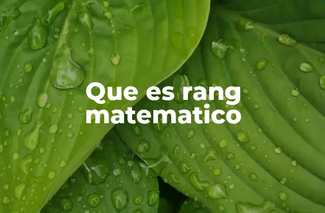 Que es Rang Matematico