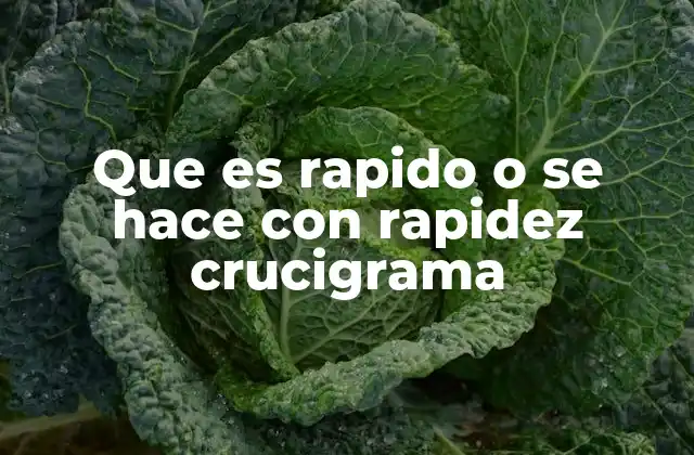 Que es Rapido o Se Hace con Rapidez Crucigrama