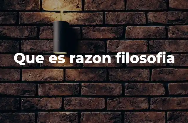 Que es Razon Filosofia