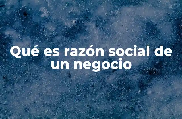 Qué es Razón Social de un Negocio