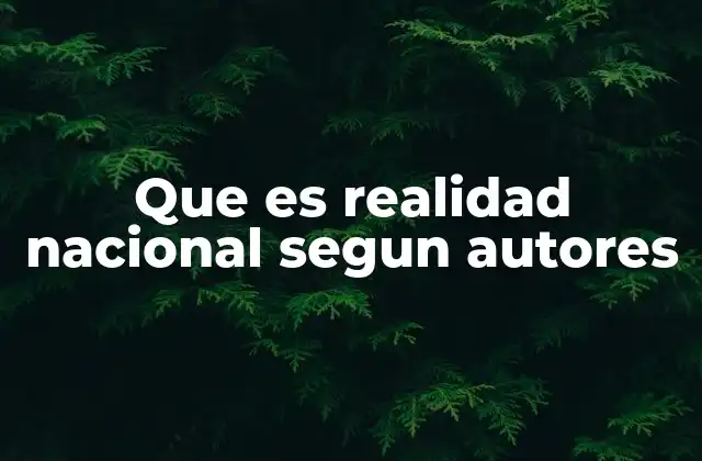 Que es Realidad Nacional Segun Autores