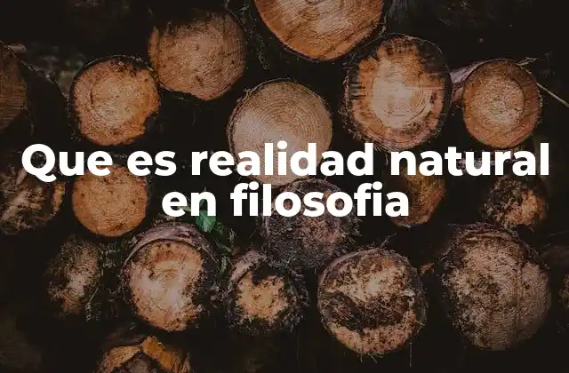 Que es Realidad Natural en Filosofia