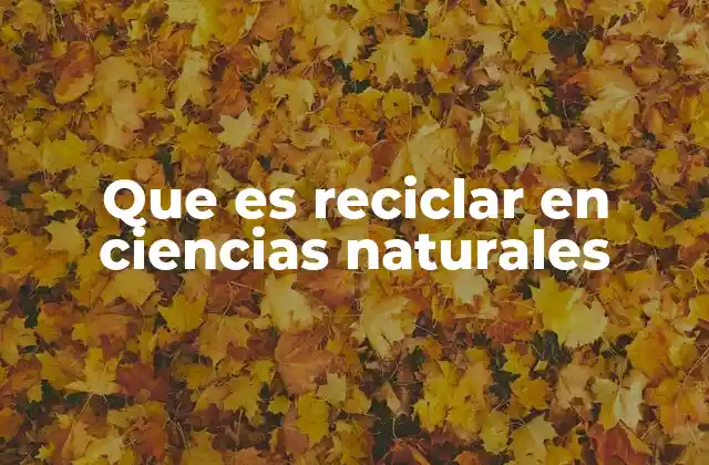 Que es Reciclar en Ciencias Naturales