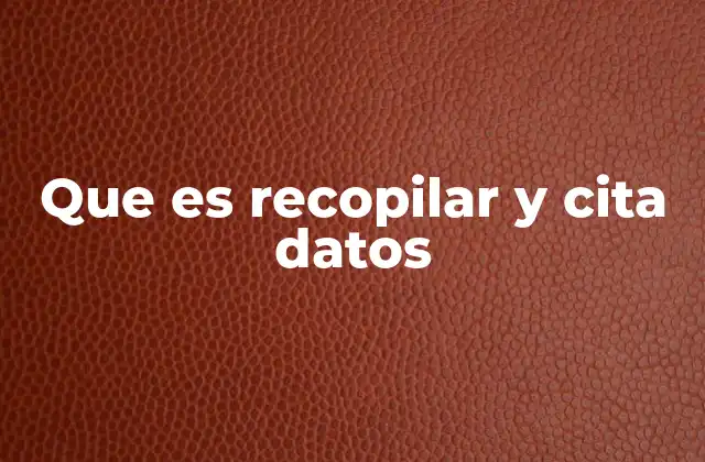 Que es Recopilar y Cita Datos