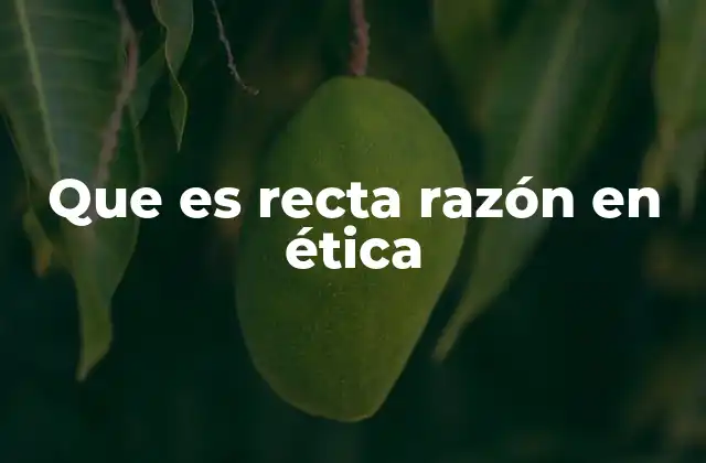 La recta razón como guía de la acción humana