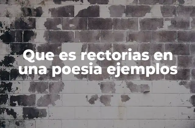 Que es Rectorias en una Poesia Ejemplos