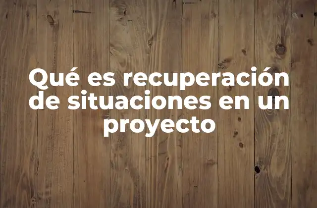 Qué es Recuperación de Situaciones en un Proyecto