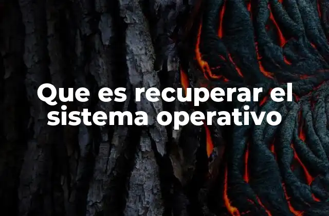Que es Recuperar el Sistema Operativo