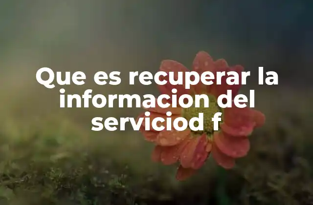 Que es Recuperar la Informacion Del Serviciod F