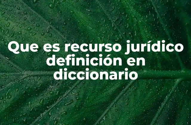 Que es Recurso Jurídico Definición en Diccionario