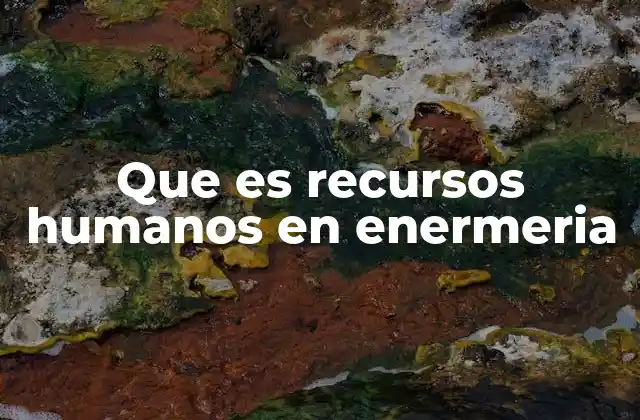 Que es Recursos Humanos en Enermeria