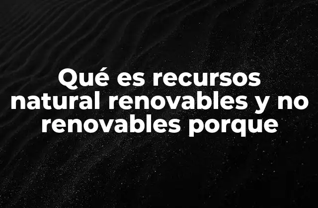 Qué es Recursos Natural Renovables y No Renovables Porque