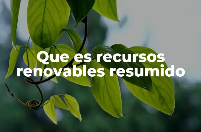 Que es Recursos Renovables Resumido