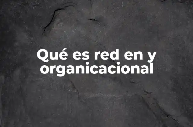 Qué es Red en y Organicacional