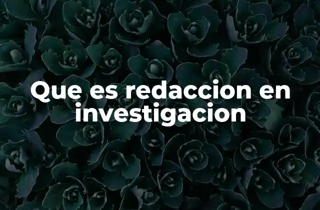 Que es Redaccion en Investigacion