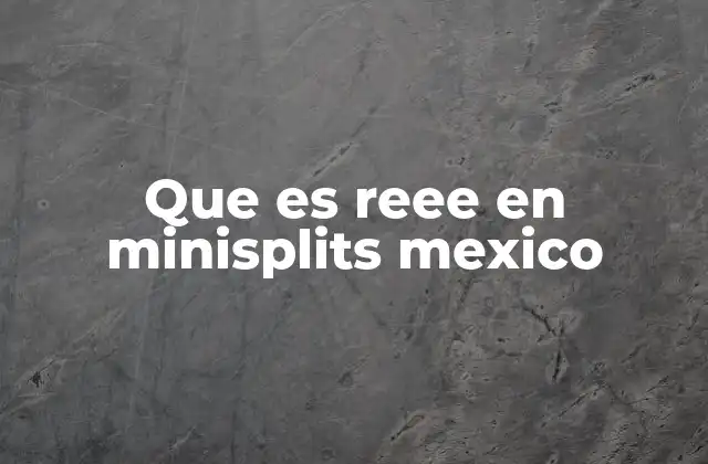 Que es Reee en Minisplits Mexico