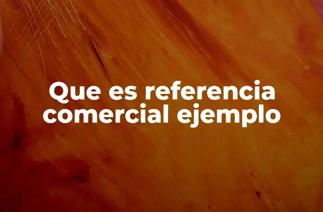 Que es Referencia Comercial Ejemplo