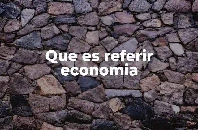 Que es Referir Economia