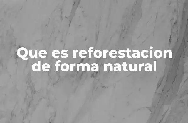 Que es Reforestacion de Forma Natural