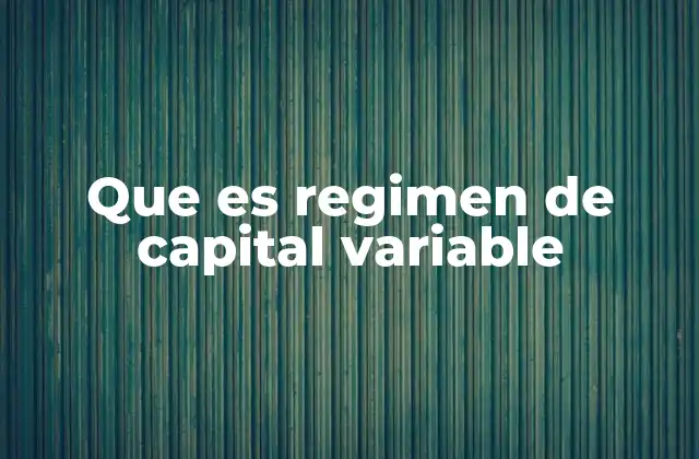 Que es Regimen de Capital Variable