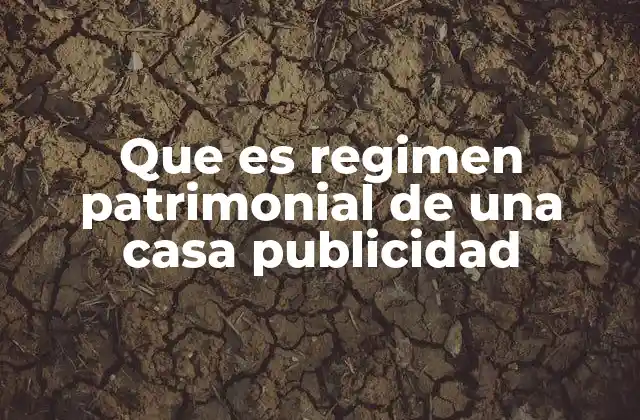 Que es Regimen Patrimonial de una Casa Publicidad