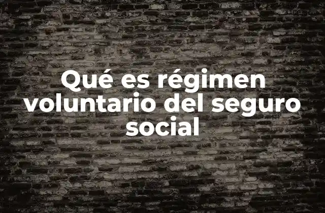 Qué es Régimen Voluntario Del Seguro Social