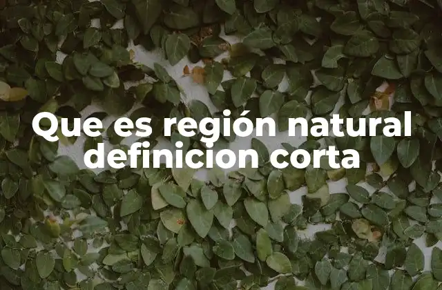 Que es Región Natural Definicion Corta