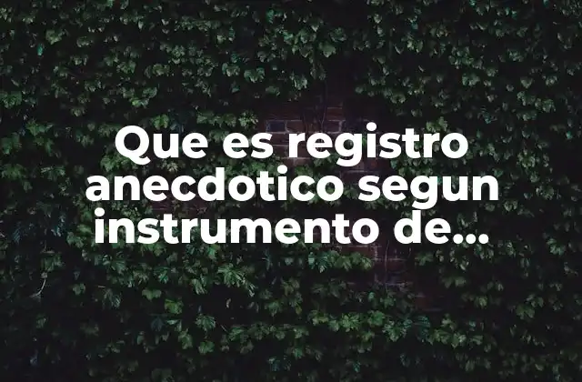Que es Registro Anecdotico Segun Instrumento de Evaluacion