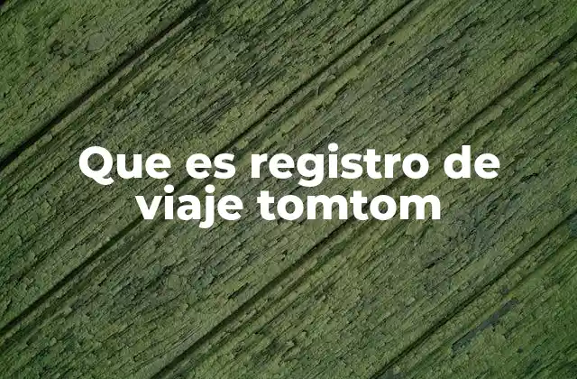 Que es Registro de Viaje Tomtom