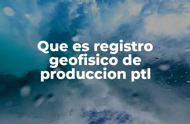 Que es Registro Geofisico de Produccion Ptl