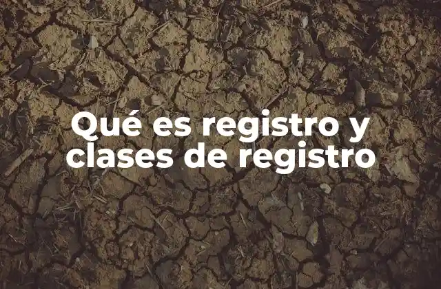 Qué es Registro y Clases de Registro