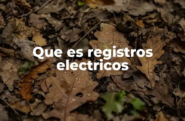 Que es Registros Electricos 2 Funciones y aplicaciones de los registros eléctricos