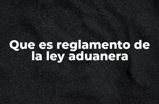 Que es Reglamento de la Ley Aduanera