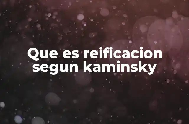 Que es Reificacion Segun Kaminsky