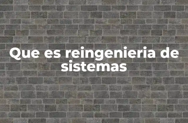 Que es Reingenieria de Sistemas