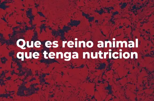 Que es Reino Animal que Tenga Nutricion