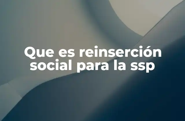 Que es Reinserción Social para la Ssp