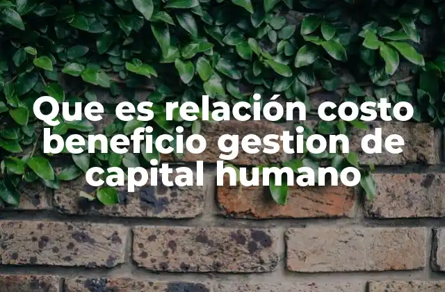 Que es Relación Costo Beneficio Gestion de Capital Humano