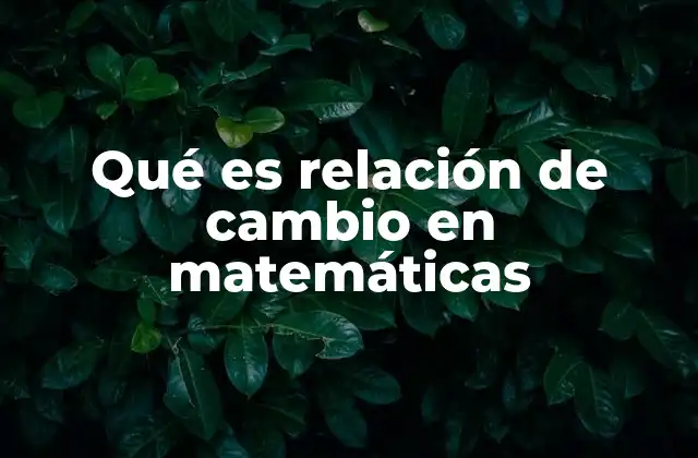 Qué es Relación de Cambio en Matemáticas