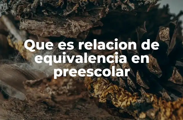Que es Relacion de Equivalencia en Preescolar