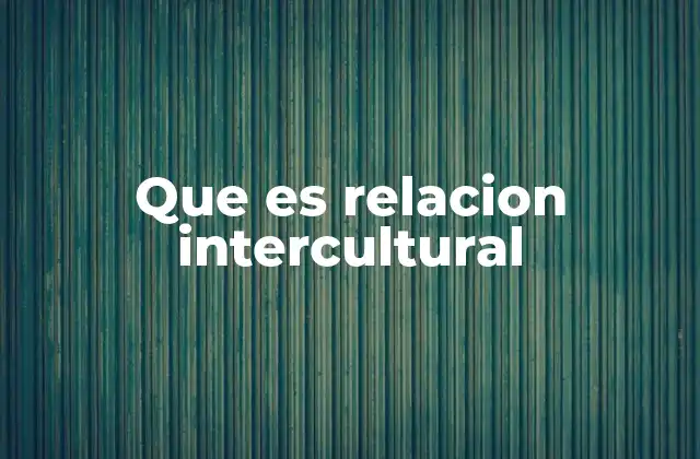 Que es Relacion Intercultural