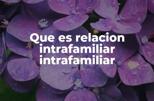 Que es Relacion Intrafamiliar Intrafamiliar