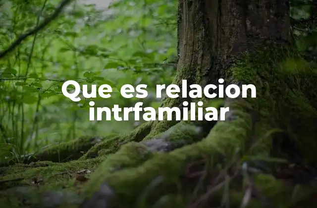 Que es Relacion Intrfamiliar