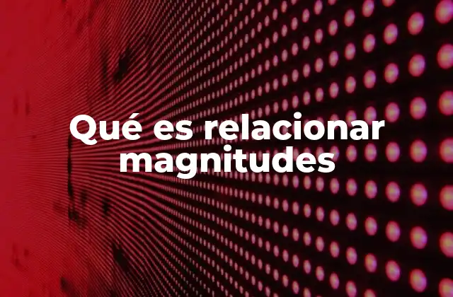 Qué es Relacionar Magnitudes