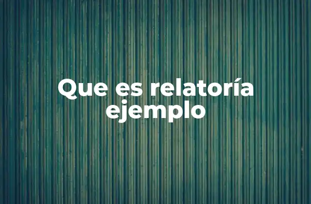 Que es Relatoría Ejemplo