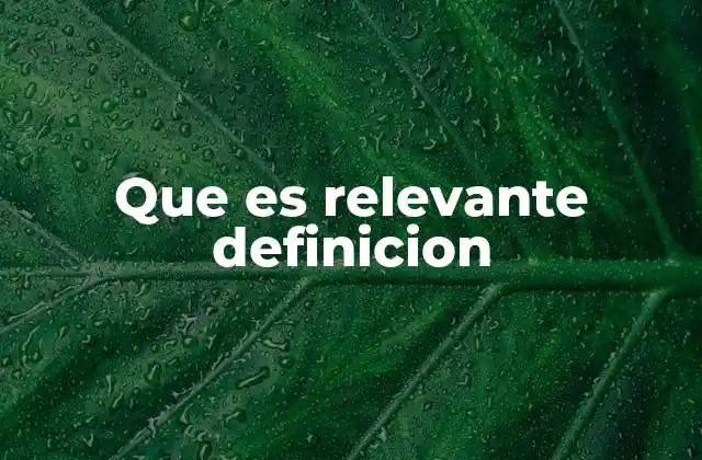 Que es Relevante Definicion
