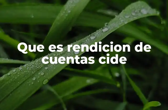 Que es Rendicion de Cuentas Cide