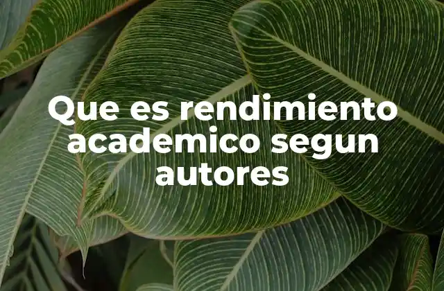 Que es Rendimiento Academico Segun Autores
