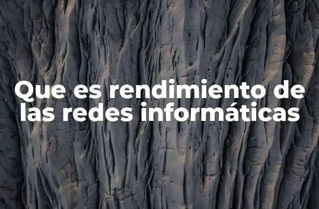 Que es Rendimiento de las Redes Informáticas